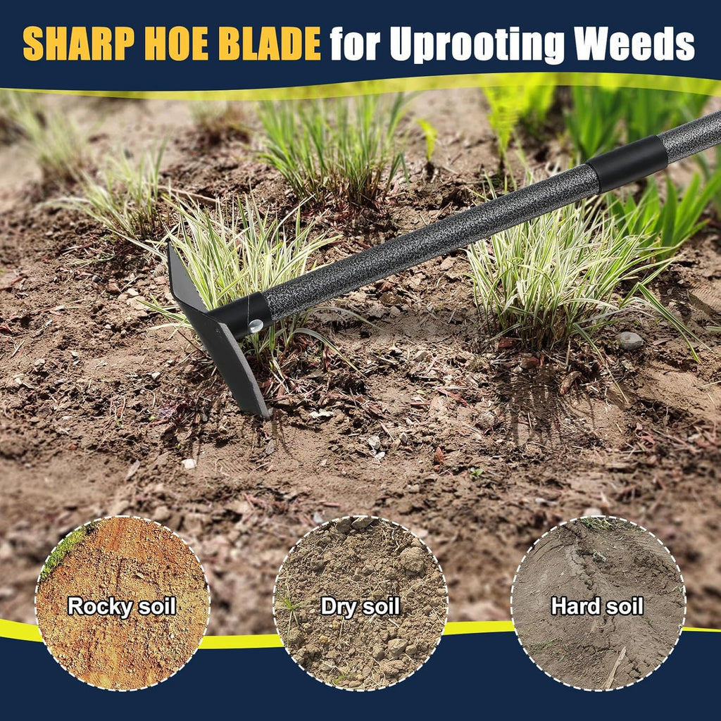 Professional Triangle Hoe with Detachable Shaft - Extra Wide 9.5" Sharpened Blade for Farm/Garden, 15"-71" Adjustable Stainless Steel Pole