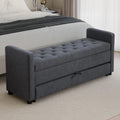 Chifee & Vingol 58.27" W Ottoman Bench with Double Storage Space, Upholstered End of Bed Storage Bench Entryway Shoe Benches,Gray