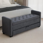Chifee & Vingol 58.27" W Ottoman Bench with Double Storage Space, Upholstered End of Bed Storage Bench Entryway Shoe Benches,Gray
