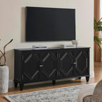 KEIKI 65.2" Mid Century Modern Sideboard Buffet Cabinet with Storage, Walnut Credenza Console Table with Adjustable Shelf, Farmhouse Coffee Bar Wine Cabinet for Living Room, Entryway, Kitchen, Black