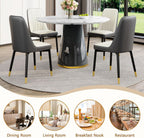Round Dining Table Set for 4, 45''Marble Grain Dining Room Table Set for 4 with Upholstered Chairs, Modern Dinner Table Set for Kitchen Dining Room