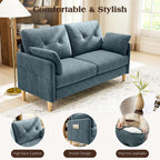 Ihanherry Loveseat Sofa, 64.6" Small Love Seat for Small Spaces, Soft Chenille Fabric Couches for Living Room with Throw Pillow and Removable Cushion Cover, Couches for Bedroom, Apartment, Office