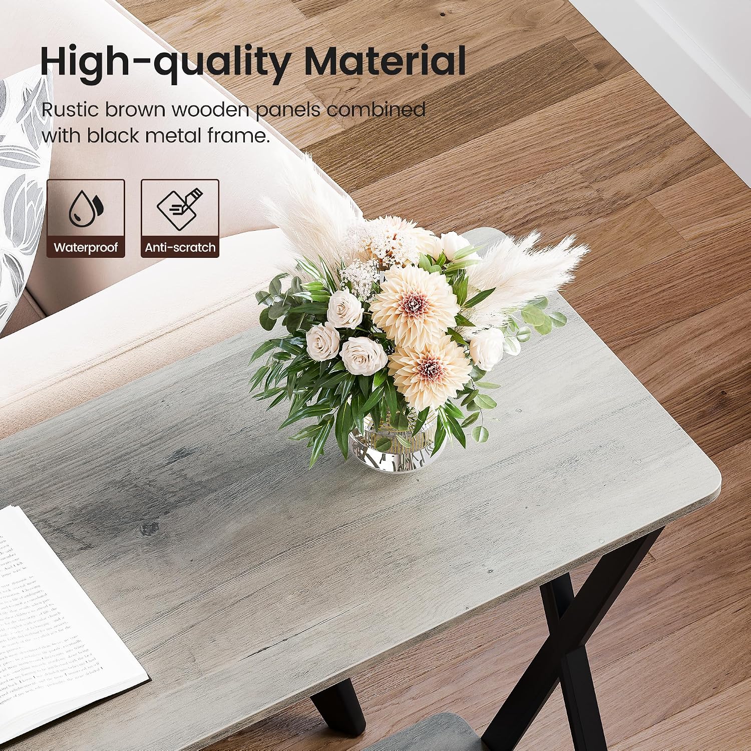 41.3” Narrow Console Table with 2-Tier Open Shelves, Farmhouse Sofa Table for Entryway, Hallway or Living Room, Space-Saving Storage Table for Behind Couch,Gray