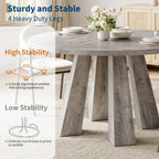 IDEALHOUSE 47" Round Dining Table for 4-6, Wood Kitchen Table with Sturdy Base, Farmhouse Circle Dinner Table for Dining Room, Living Room, 4 Strong Legs, Grey