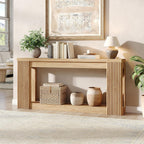 Maupvit Fluted Wooden Console Table with 2 Storage, 71 Inches Rectangular Entryway Table Behind The Couch, Farmhouse Boho Sofa Table for Entrance, Hallway, Living Room (Natural)