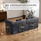 79" Convertible Futon Sofa Bed, Couch for Living Room | Dark Gray | Folding Corduroy Sleeper Sofa, Modular Futon Couch with Fixed-Shape Frame, Pull Out Couch No Assembly