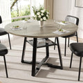 Round Dining Table for 4-6 People,47 Inch Dining Room Table,Modern Circle Kitchen Table with Storage Shelf and Metal Legs for Dining Room,Kitchen,Grey (Table Only)
