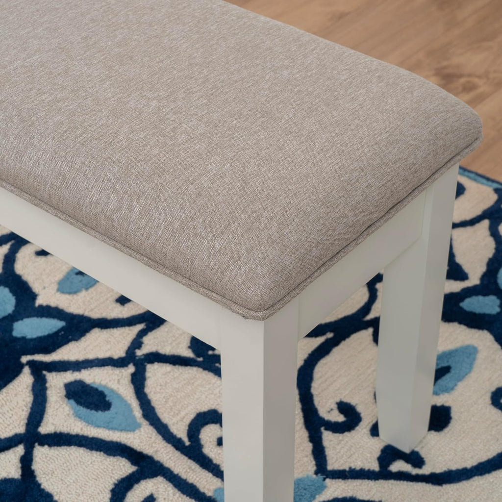 Powell Company Jane Grey Wood Backless Storage Bench with Beige Upholstered Top