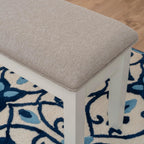 Powell Company Jane Grey Wood Backless Storage Bench with Beige Upholstered Top