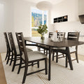 COLAMY Wooden Dining Chairs Set of 6, Farmhouse Upholstered Dining Room Chairs with 3.5" Thick Cushion, FSC Solid Wood Ladder Back Kitchen Chairs for Home and Restaurant, Easy Clean,Black
