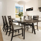 COLAMY Wooden Dining Chairs Set of 6, Farmhouse Upholstered Dining Room Chairs with 3.5" Thick Cushion, FSC Solid Wood Ladder Back Kitchen Chairs for Home and Restaurant, Easy Clean,Black