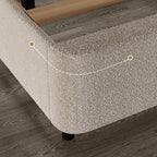 HOMBCK Queen Size Cloud Bed Frame, Beige Plush Boucle Upholstered Bed