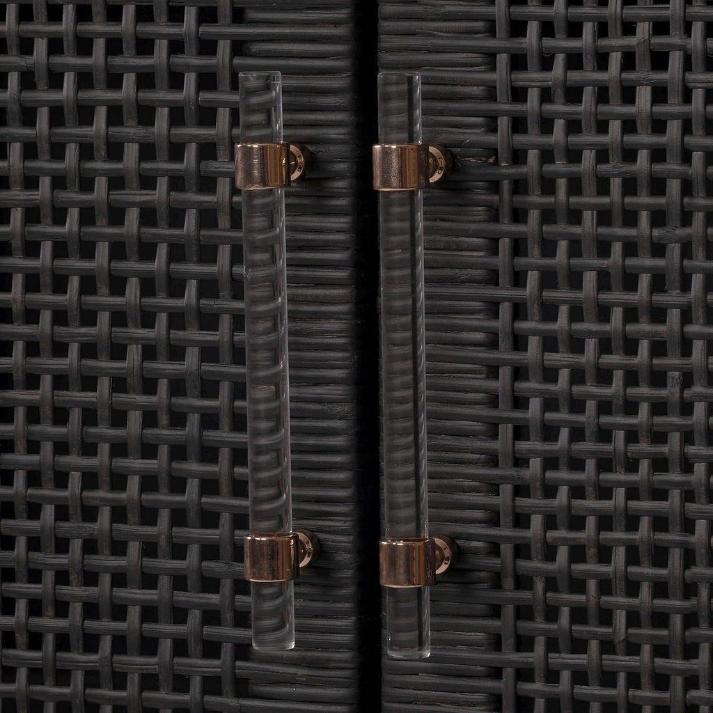 Tov Furniture Amara Charcoal Woven Rattan Wall Cabinet