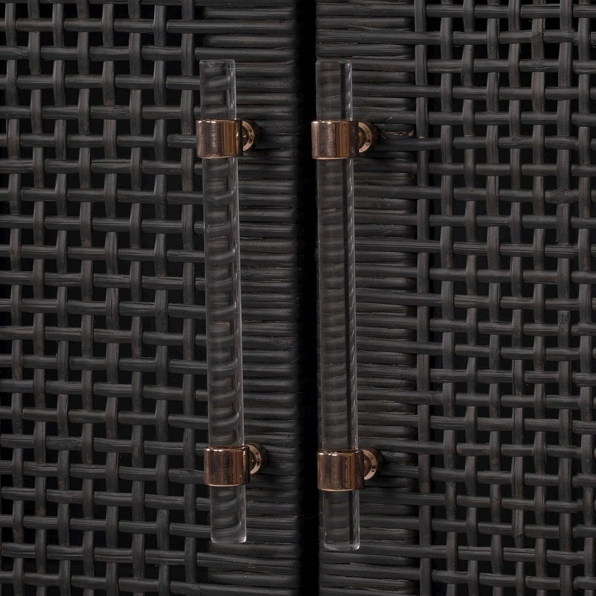 Tov Furniture Amara Charcoal Woven Rattan Wall Cabinet