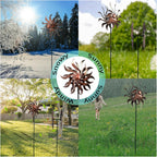 360 Degree Metal Wind Spinner - Classical Willow Leaves Design for Patio, Lawn & Garden Decor