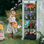 WORKPRO Mini Greenhouse, 4-Tier Portable Small Greenhouses for Outdoor Indoor with Shelves and Thicken PE Cover, White - 27" L x 19" W x 63" H, Ideal Gardening Gifts for Women Men