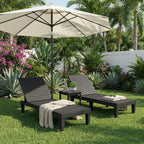 Lounge Chair Outdoor,Set of 2 All-Weather UV-Resistant & Waterproof Patio Lounge Chairs,High-Impact PP 5 Position Adjustable Tanning Chair,Heavy Duty Pool Lounge Chairs Great for Pool & Yard,Black