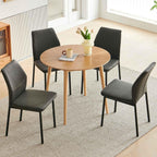 35'' Round Dining Table Set for 4 with Chairs, Mid Century Modern Round Kitchen Table and Chairs Set for Small Space, Compact Dining Table for Apartment Breakfast Nook - Dark Grey