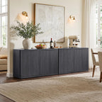 SICOTAS Buffet Cabinet with Storage Accent Sideboard with 4 Doors 66.3" Wide Fluted Credenza Modern Buffet Table Media Console Cabinet Entryway Cabinets for Living Room Kitchen Dining Room Hallway