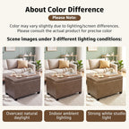 Homebeez 22" Storage Ottoman Coffee Table with Flip Top Tray, Tufted Faux Leather Footrest Stool with Nailhead Trim, Large Foot Rest for Living Room, Taupe Brown