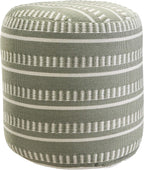 LR Home Dash and Stripe Geometric Indoor Outdoor Pouf, Green/White, 20" x 20" x 20"