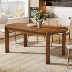 63" Solid Wood Oval Dining Table, Farmhouse Wooden Kitchen Table for 4-6, Rustic Dinner Table for Dining Room, Living Room, Apartment, Brown