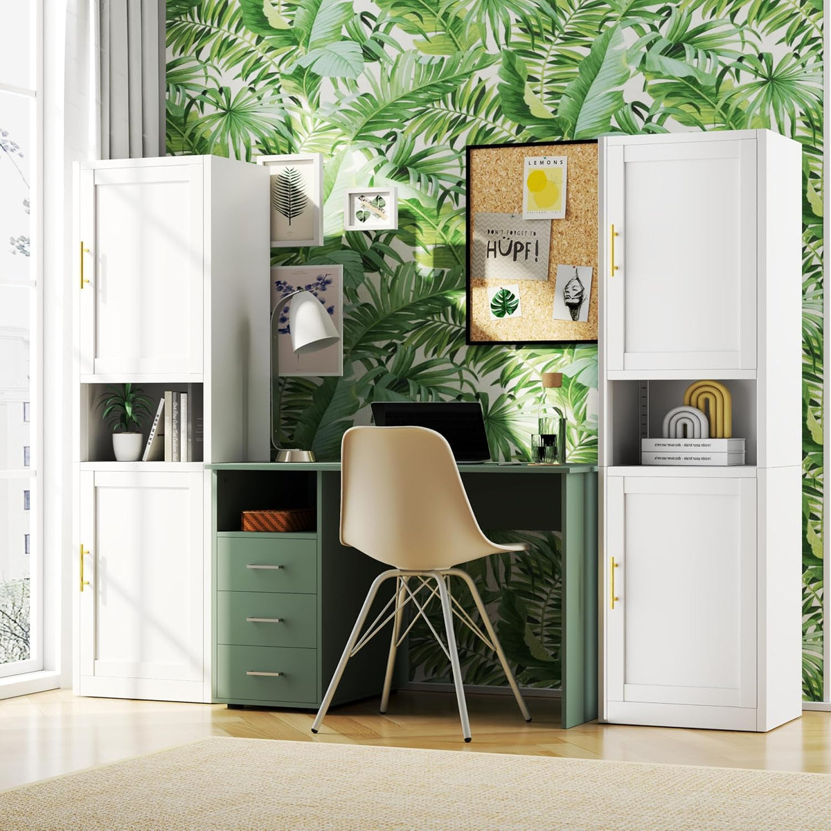67" Tall Pantry Cabinet, Kitchen Pantry Storage Cabinet with Doors and Shelves, Slim Freestanding Storage Cabinet, Metal Utility Cabinet with Adjustable Shelves, Cord Hole, Reversible Door, White