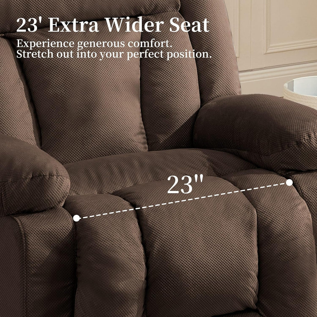 Korser Dual Motor Power Lift Recliner Chair for Elderly with Massage and Heat, Oversized Electric Recliner with Side Pockets, Living Room, Waffle, Brown
