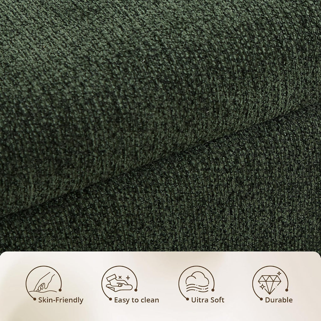 47'' Modern Storage Ottoman Benches with Walnut Wood Legs Ottoman Bench with 22 Gallons Storage Space Fabric Upholstered Seating End of Bed Bench for Bedroom for Livingroom Green