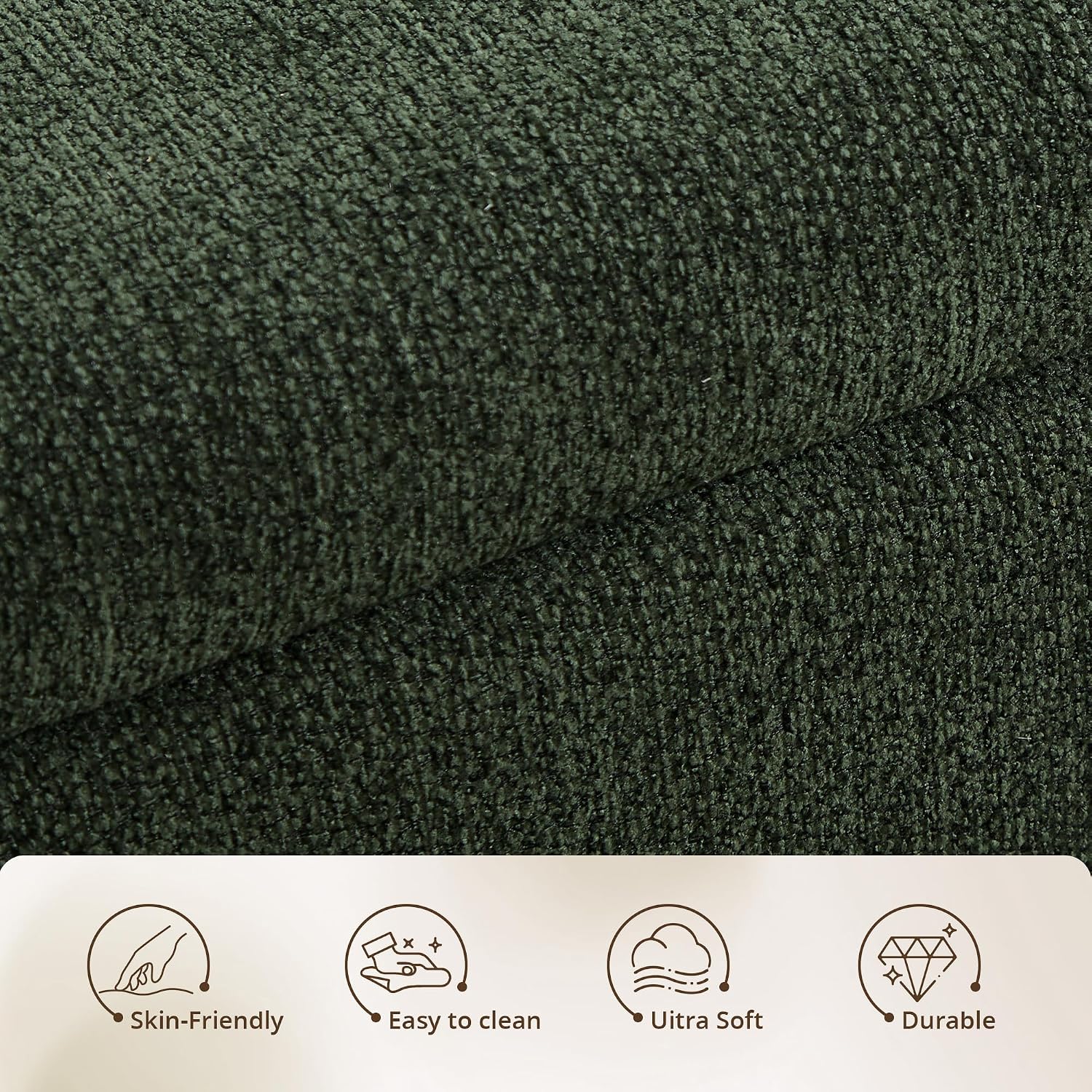 47'' Modern Storage Ottoman Benches with Walnut Wood Legs Ottoman Bench with 22 Gallons Storage Space Fabric Upholstered Seating End of Bed Bench for Bedroom for Livingroom Green