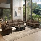HERA'S HOUSE 3 Pieces Modular Sectional Couch Set with Armchair Loveseat | Modern 6-Seater Cloud Sofa Set , Grayish Brown, Wider Armrest, Deep Seat, Soft Chenille Furniture Set for Living Room
