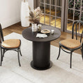 SoarFlash 31.5 Inch Round Dining Table for 2-3, Circle Farmhouse Kitchen Table with Storage Space, Wood Strip Base for Dining Room, Living Room, Lunch (Black)