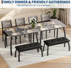 Kitchen Table Set for 4, 4-Piece Dining Table with 2 Chairs and PU Upholstered Bench - Cutting Corner Tabletop Design, Space-Saving Kitchen Furniture for Studio, Restaurant, Gray