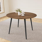 HIPIHOM 43.3 Inch Walnut Round Dining Table for 4, Space-Saving Dinette Perfect for Kitchen Dining Living Room(Walnut Table)