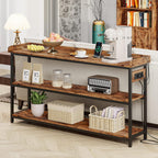 IRONCK Console Table with Power Outlet, One Piece Top, Sofa Table 55" | Entryway Table with Storage, Narrow Hallway Table for Entryway, Living Room, Foyer, Height Adjustable, Easy Assembly