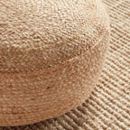 Napa Home & Garden Jute Round Pouf - Natural Jute & Foam Cotton - Firm Seating Tan