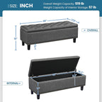 Yaheetech 49in Square Storage Ottoman Coffee Table with Nailhead, Dark Gray | Button-Tufted Linen-Look Fabric Bench, 3.5C Storage Space, Wood Legs, Metal Hinges, for Bedroom Foot of Bed Living Room