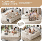Vongrasig 105" Couches for Living Room, Sectional Couches Modular Sofa with L-Shaped Chaise, Memory Foam Comfy Cloud Couch with Plush Corduroy Fabric, No Assembly Required, (Beige)