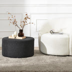 KINWELL Modern Round Boucle Ottoman (24" D x 24" W x 13" H) | Upholstered Multi-Functional Sofa Footrest, Side Table, Extra Seating for Living Room, Bedroom, Entryway