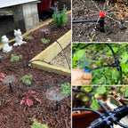 100FT 1/4 inch New Quick-Connect Drip Irrigation Kit Distribution Hose Tubing for Garden Irrigation System (Includes 2 Pcs 6-Way Connector, 5 Pcs 1/4" Tee and 10 Pcs End Plugs)