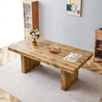 gopop Rustic Modern 79" Rectangular Dining Table, Solid Wood Farmhouse Kitchen Table with Sturdy Legs, Wooden Dining Room Table for 6–10 People