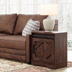 WAMPAT 24.3" H Storage Cube,Rustic End Table with Drawers and Adjustable Storage Shelves, Wood Side Table with Barn Doors for Living Room,Bedroom,Dark Walnut Brown
