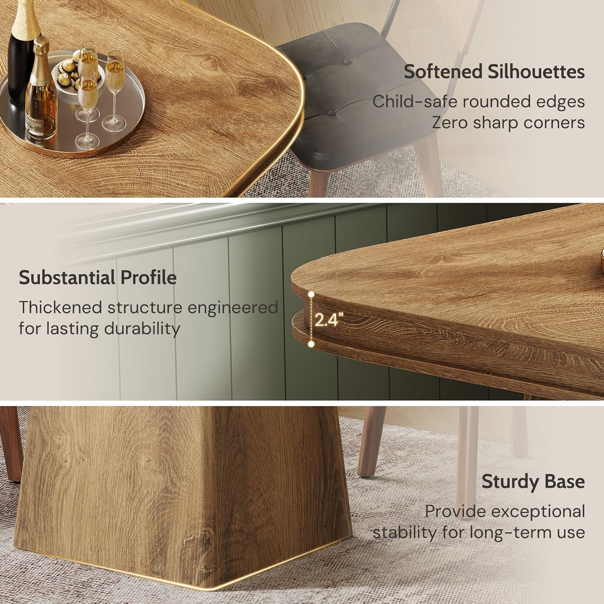 Square Dining Table for 2-4, 31.5-Inch Small Kitchen Table with Sturdy Pedestal Base, Farmhouse Wood Dinner Table for Dining Room, Living Room, Kitchen (Natural)