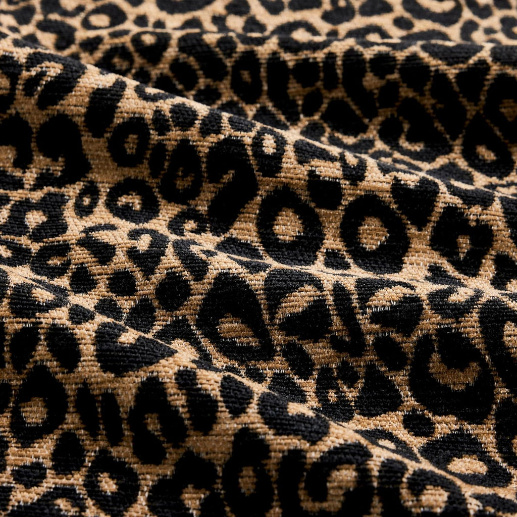 Ottoman Leopard Chenille – Brown & Black Modern Modular Footstool with Luxe Chenille Fabric, Tassel Trim, Ergonomic Support Assembly