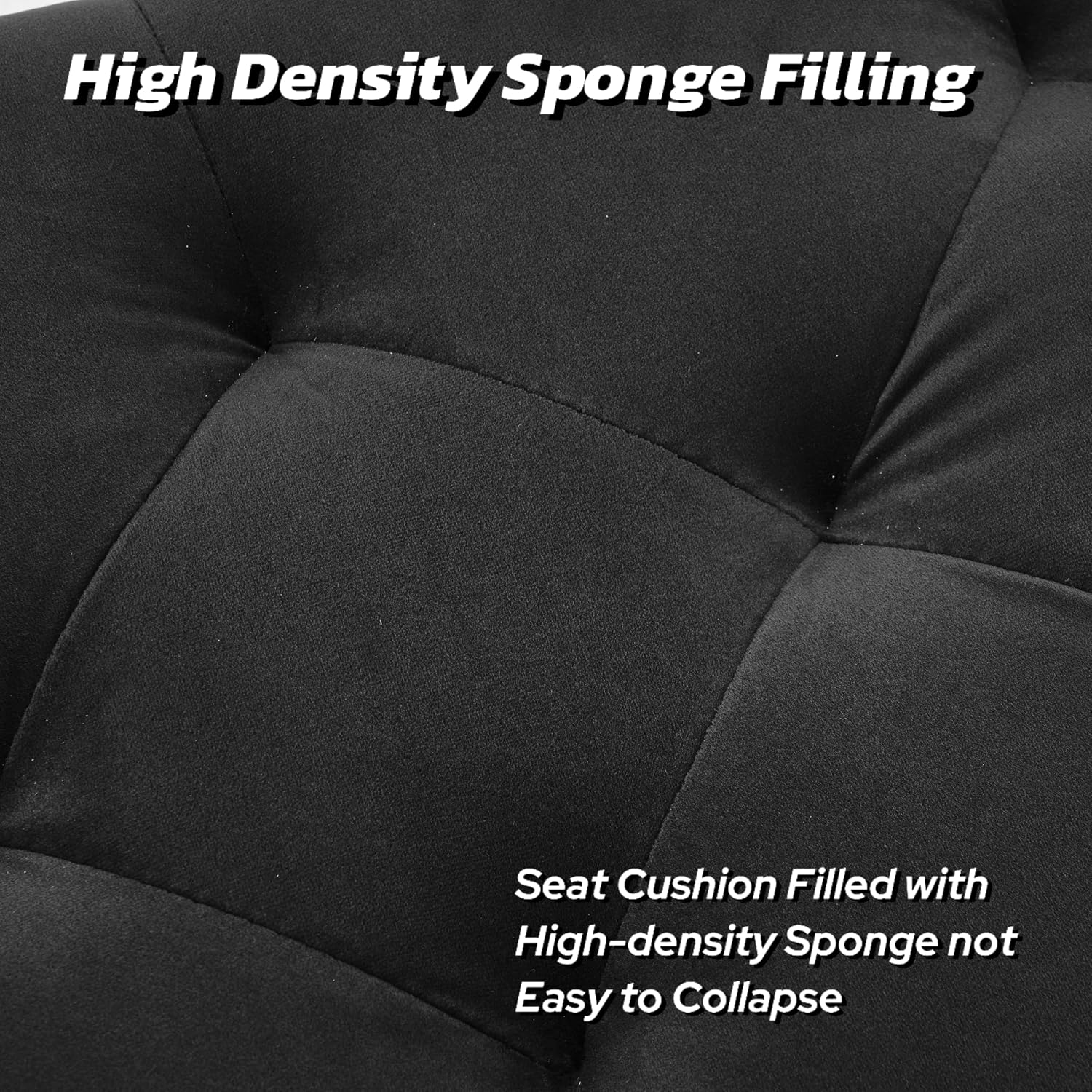 45.6 Inch Velvet Storage Bench Tufted Upholstered Ottoman Bench, Bedroom Bench with Storage, for Bedroom Living Room Entryway Rectangular Accent Bench, Black