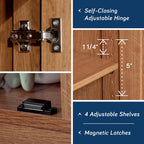Sauder Select Storage Cabinet, Pantry Cabinet Kitchen Storage with Adjustable Shelves, Bathroom Storage Cabinet, in Highland Oak