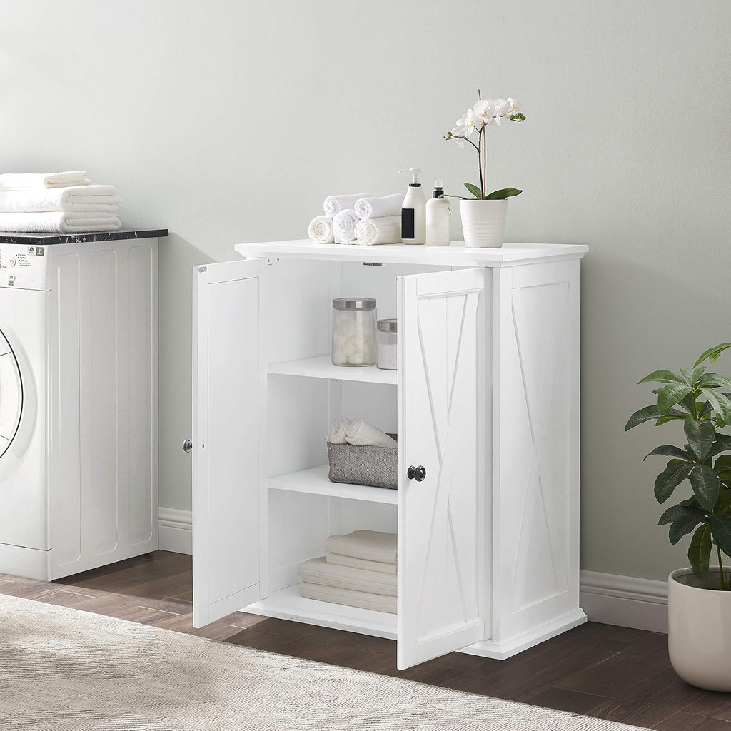 Crosley Furniture Clifton Stackable Pantry Storage Cabinet with Shelves, Kitchen, Dining, or Laundry Room, Distressed White