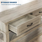 GarveeHome Entryway Table, Console Table with 2 Storage Drawers, 3 Tier Farmhouse Wooden Sofa Table, Hallway Tables for Entryway, Living Room-Grey