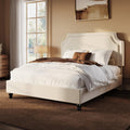 SHA CERLIN Queen Chenille Upholstered Platform Bed Frame, Beige