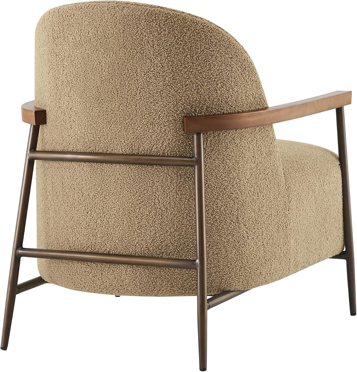CHITA Accent Chair Set of 2, Sherpa Armchair with Wooden Armrest, Camel | Metal Frame, FSC Certified Living Room Chair for Bedroom, Office, Premium Resilient Foam, 31.9"x27.2"x32.1", 350 Lbs Capacity